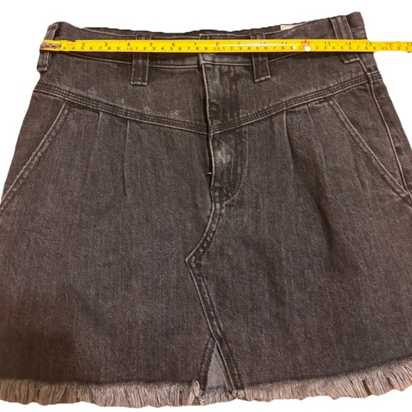 Free People Sidecar Mini Denim Skirt Sanded Black Size 27 New With Tags - Picture 6 of 10